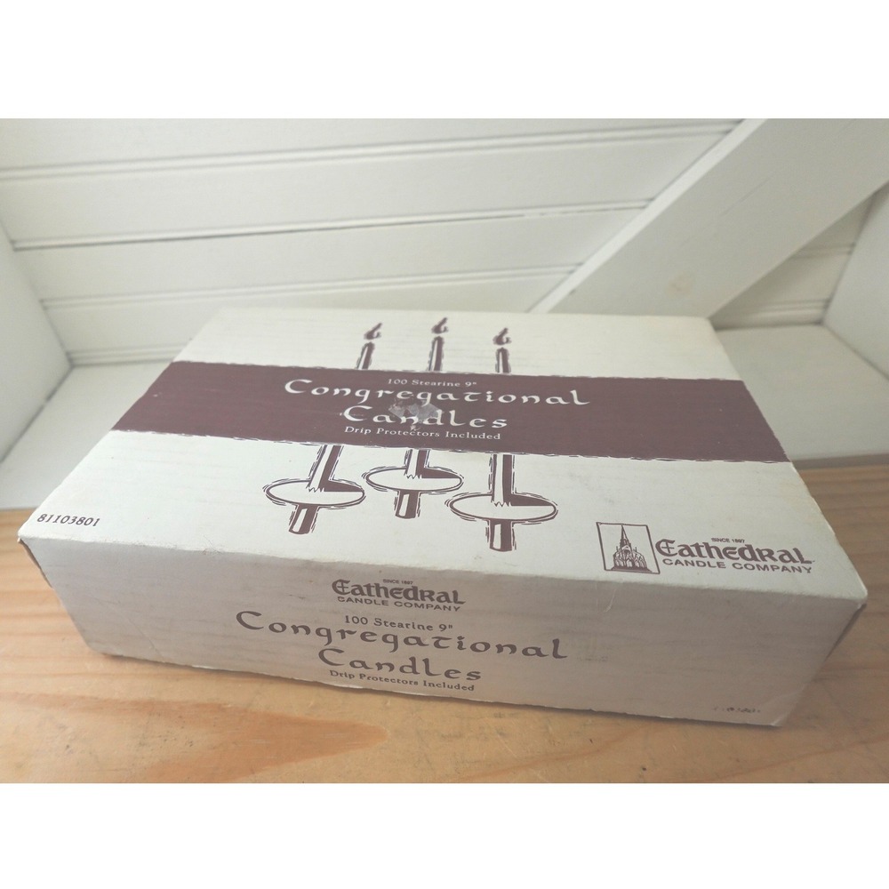Vintage Congregational Vigil Candles Cathedral Company 9" Stearine Wax & Paper